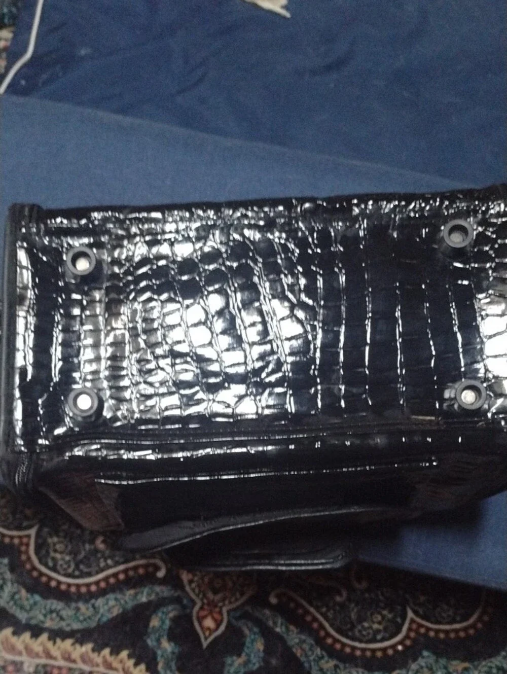 Zack & Zoey Black Faux Croc Pet Carrier